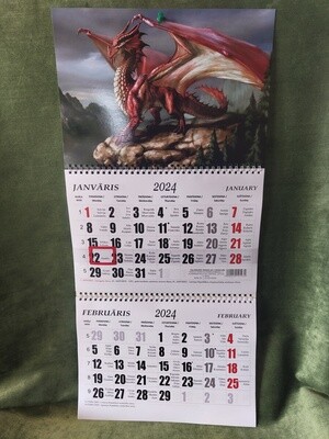 Sienas kalendārs ar 2 spirālēm "2024 g. Pūķis #1"