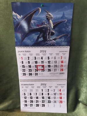Sienas kalendārs ar 2 spirālēm "2024 g. Pūķis #2"