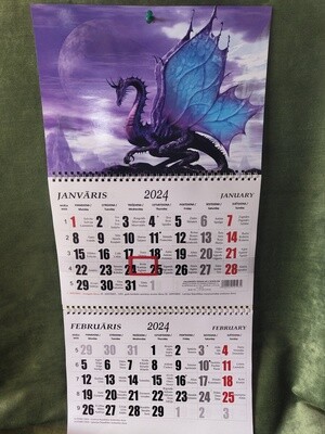 Sienas kalendārs ar 2 spirālēm "2024 g. Pūķis #4"