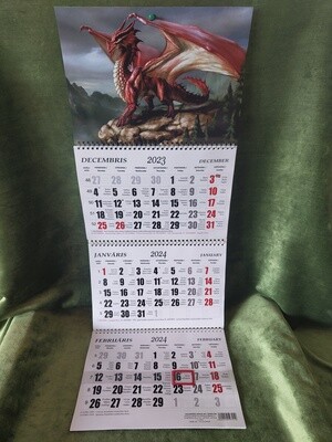 Sienas kalendārs ar 3 spirālēm "2024 g. Pūķis #2"