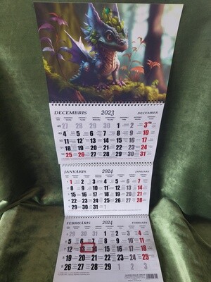 Sienas kalendārs ar 3 spirālēm "2024 g. Pūķis #11"