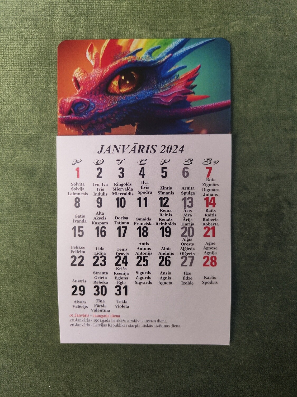 Kalendārs ar magnētu "2024 g. Pūķis #4"