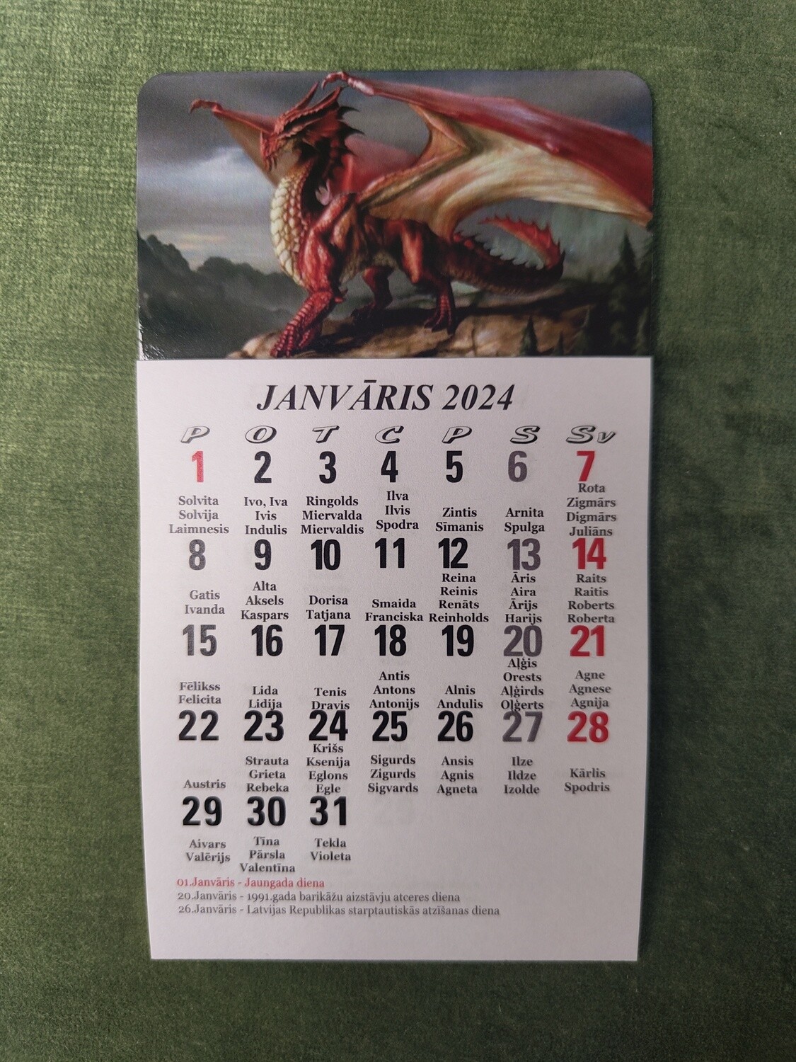 Kalendārs ar magnētu "2024 g. Pūķis #10"