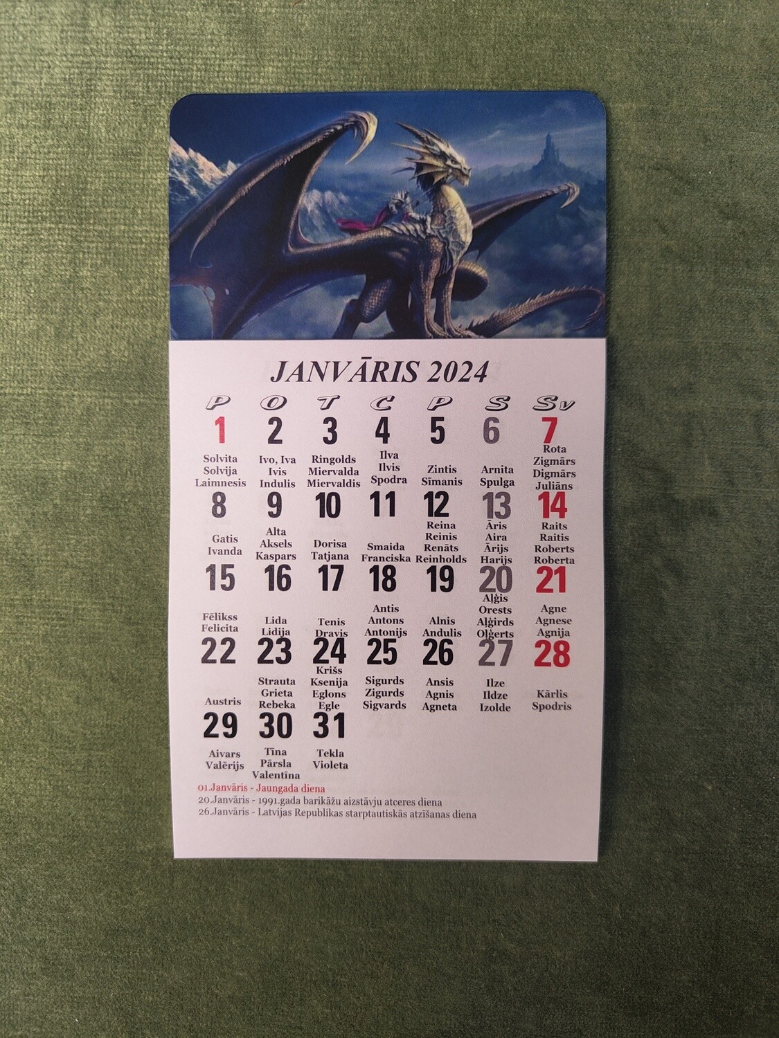 Kalendārs ar magnētu "2024 g. Pūķis #9"