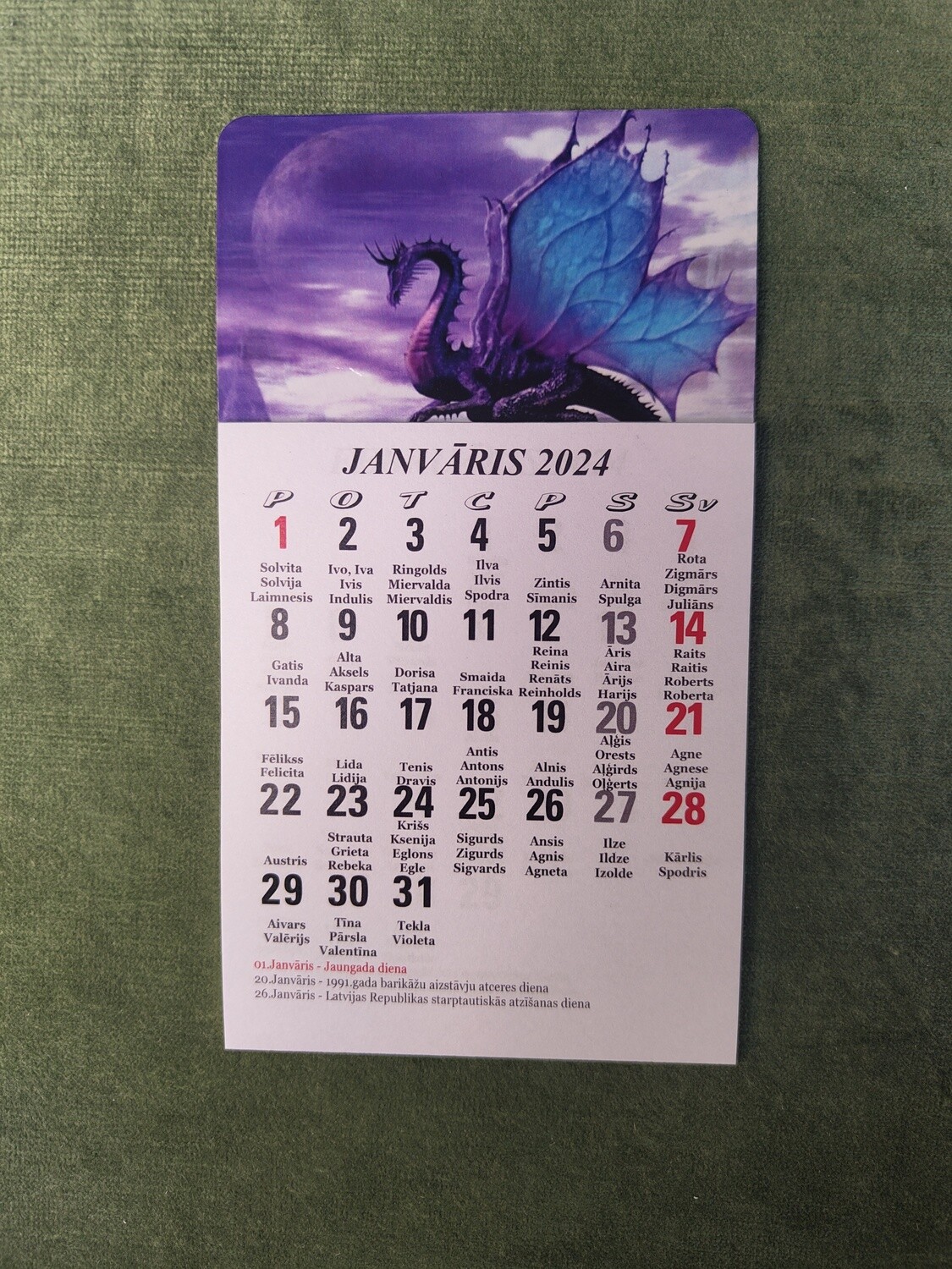 Kalendārs ar magnētu "2024 g. Pūķis #13"