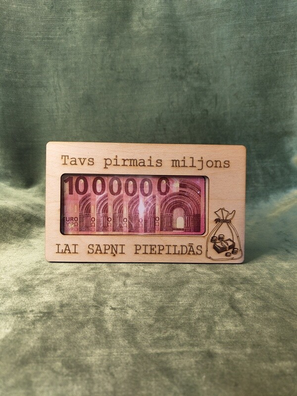 Koka aploksne &quot;Tavs pirmais miljons. Lai sapņi piepildās&quot;
