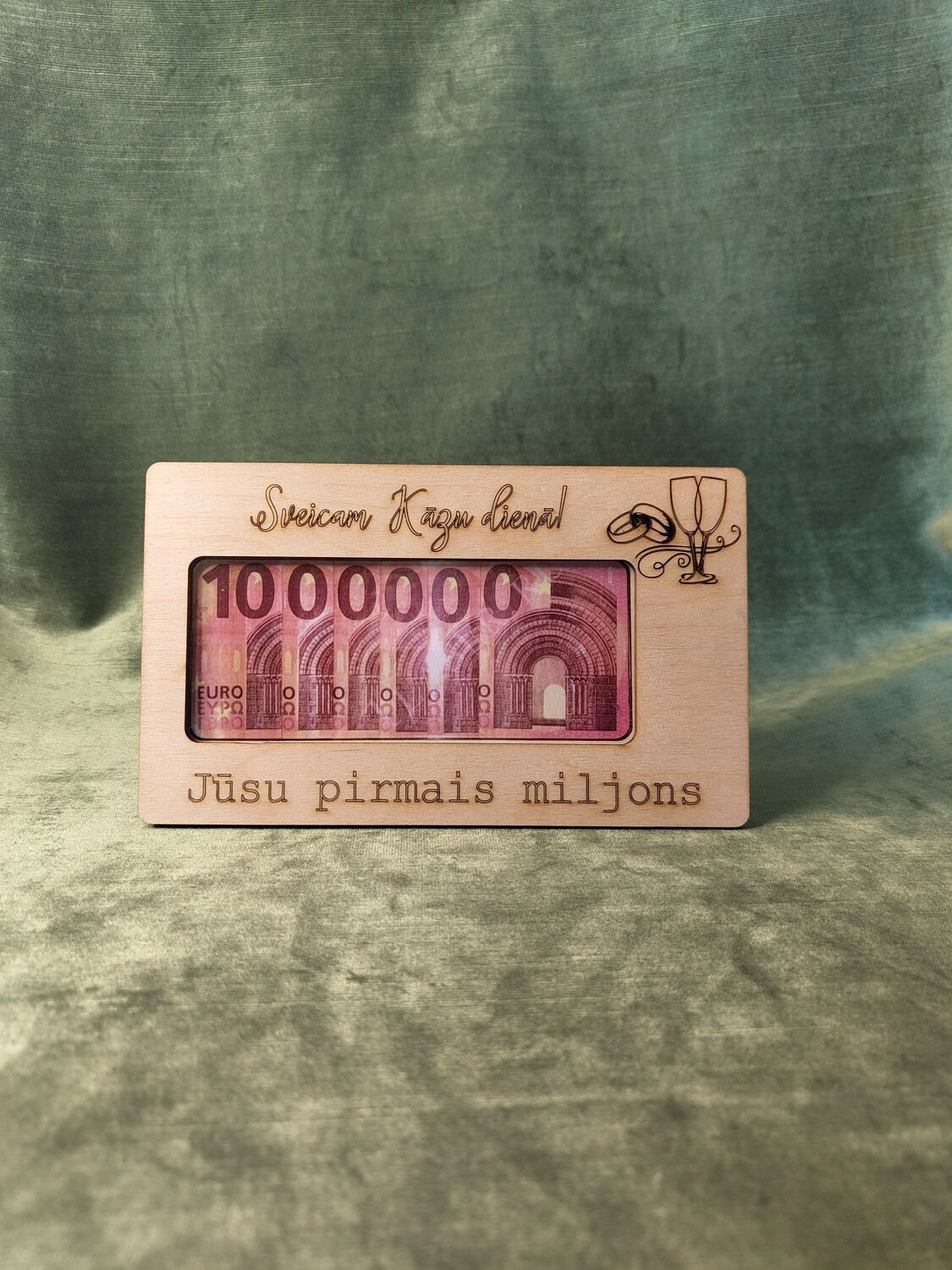 Koka aploksne &quot;Sveicam Kāzu dienā! Jūsu pirmais miljons&quot;