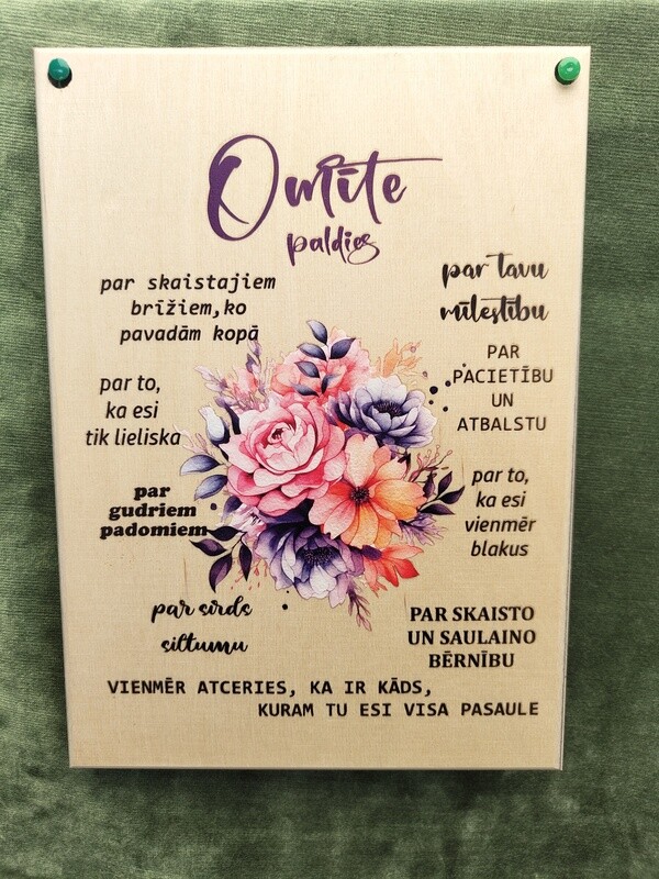 Koka dekora plāksne krāsaina &quot;Omīte&quot;