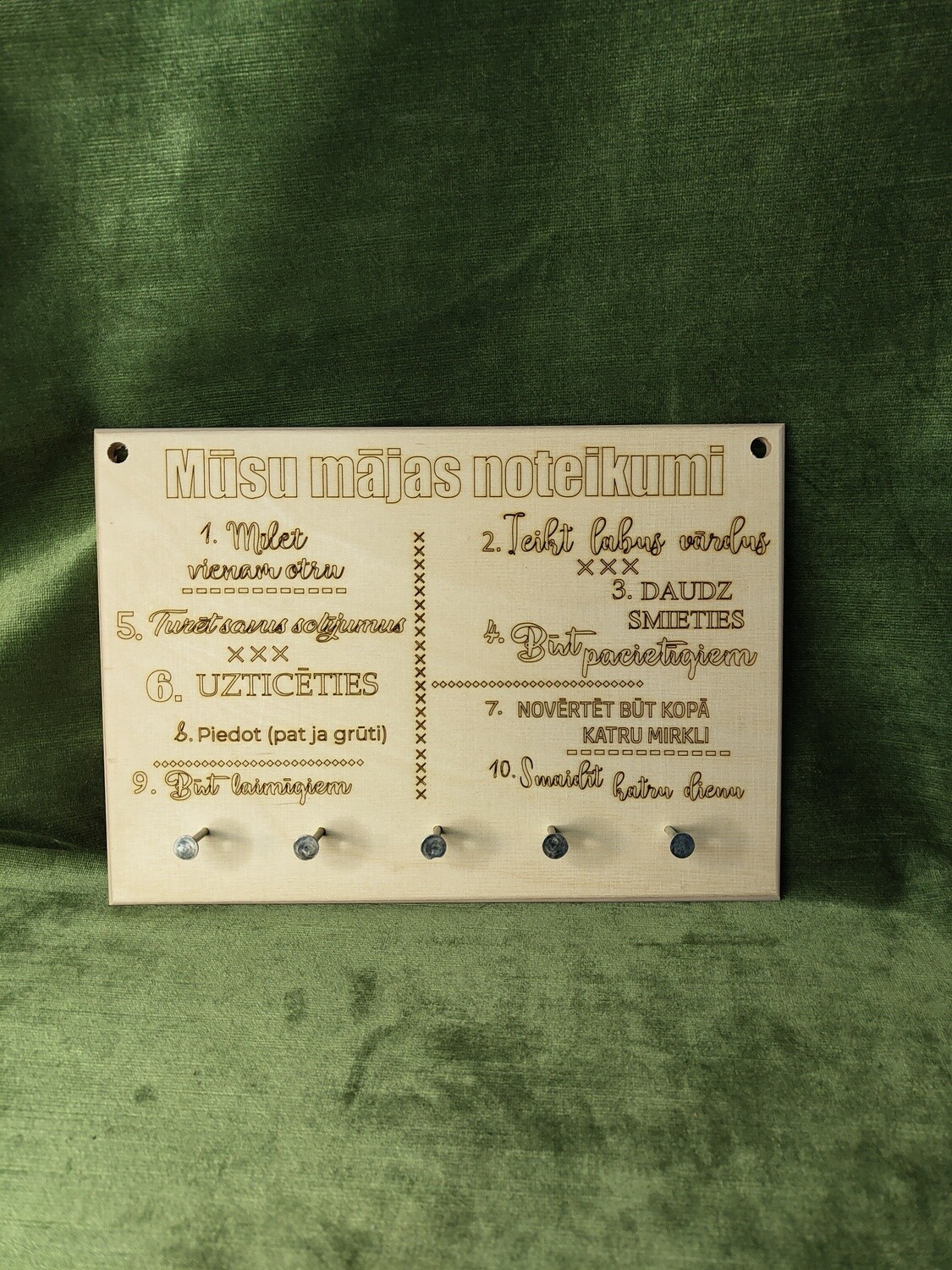 Atslēgu turētājs "Mūsu mājas noteikumi"