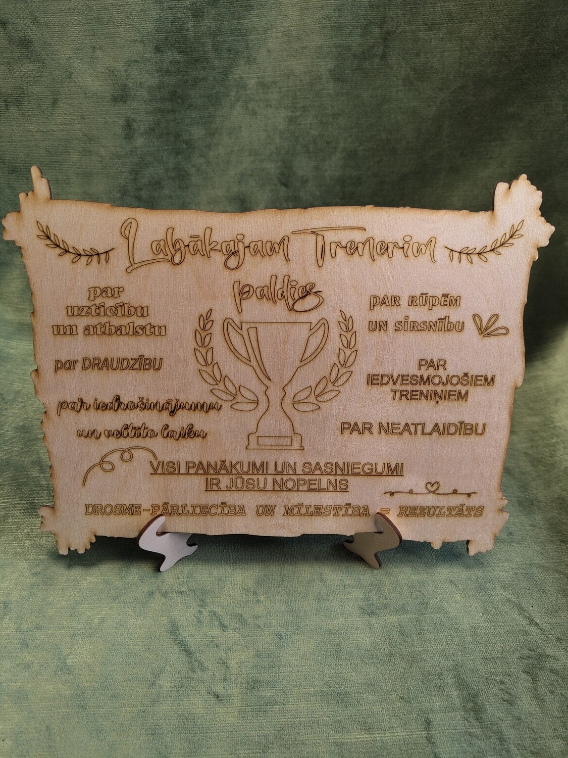 Plāksne ar turētāju "Labākajam trenerim paldies"