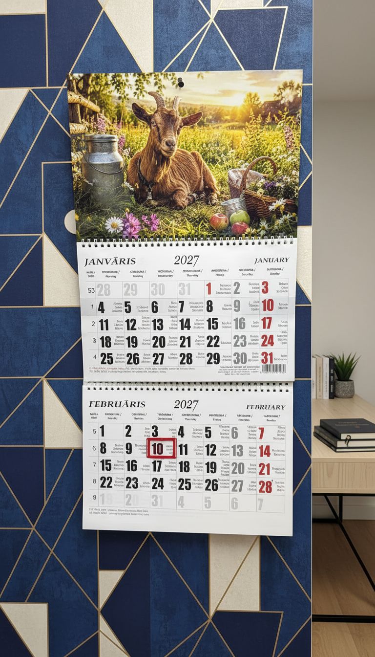 Sienas kalendārs ar 2 spirālēm "2027 g. Kaza #4"