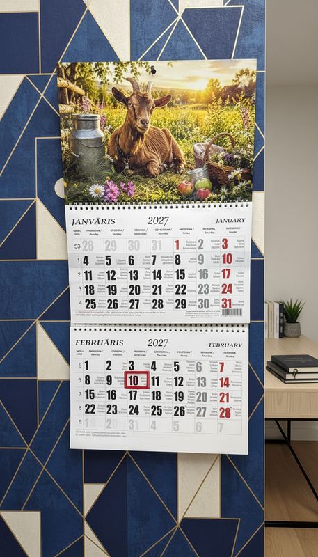 Sienas kalendārs ar 2 spirālēm "2027 g. Kaza #4"