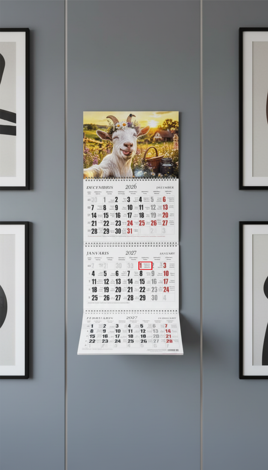Sienas kalendārs ar 3 spirālēm "2027 g. Kaza  #1"