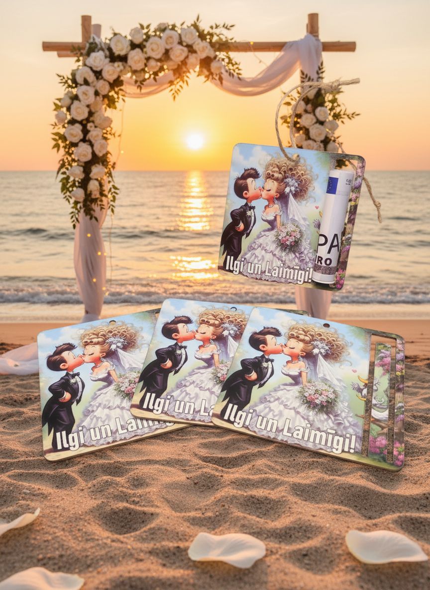 Kartona naudas turētājs ar auklu ''Ilgi un Laimīgi!''