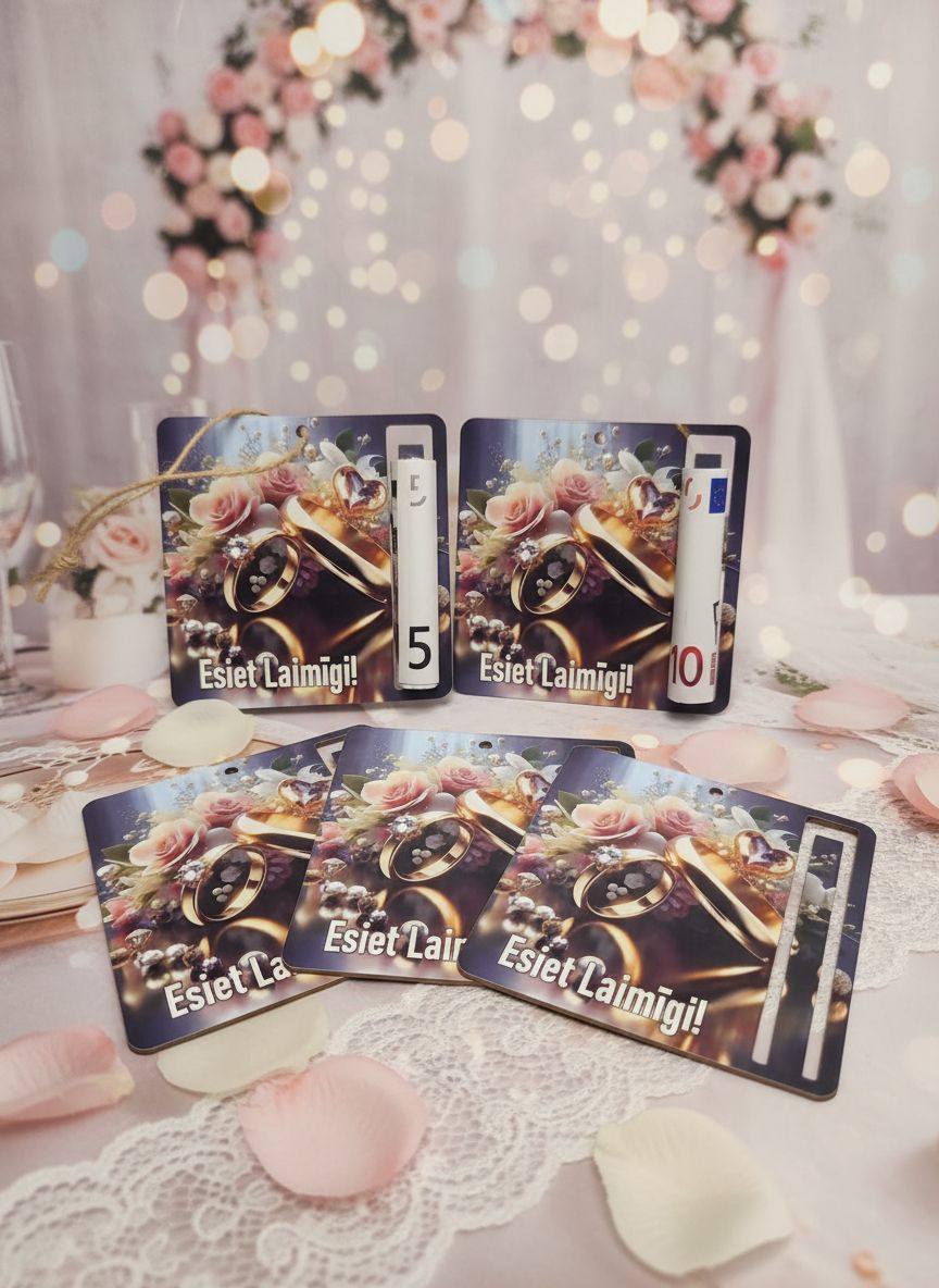 Kartona naudas turētājs ar auklu ''Esiet Laimīgi!''