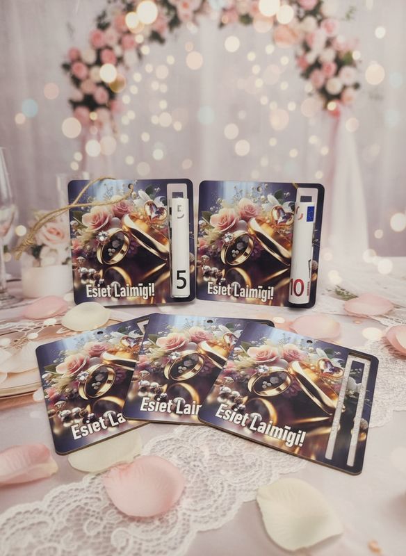 Kartona naudas turētājs ar auklu ''Esiet Laimīgi!''