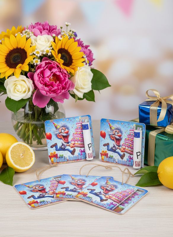 Kartona naudas turētājs ar auklu ''Daudz laimes'' 2