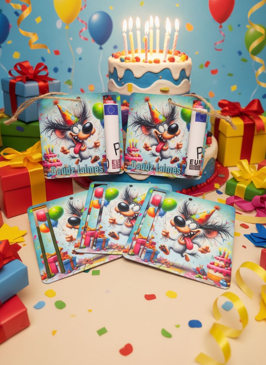 Kartona naudas turētājs ar auklu ''Daudz laimes'' 5