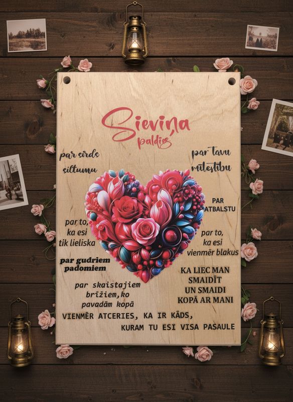 Koka dekors krāsains- SIEVIŅAI