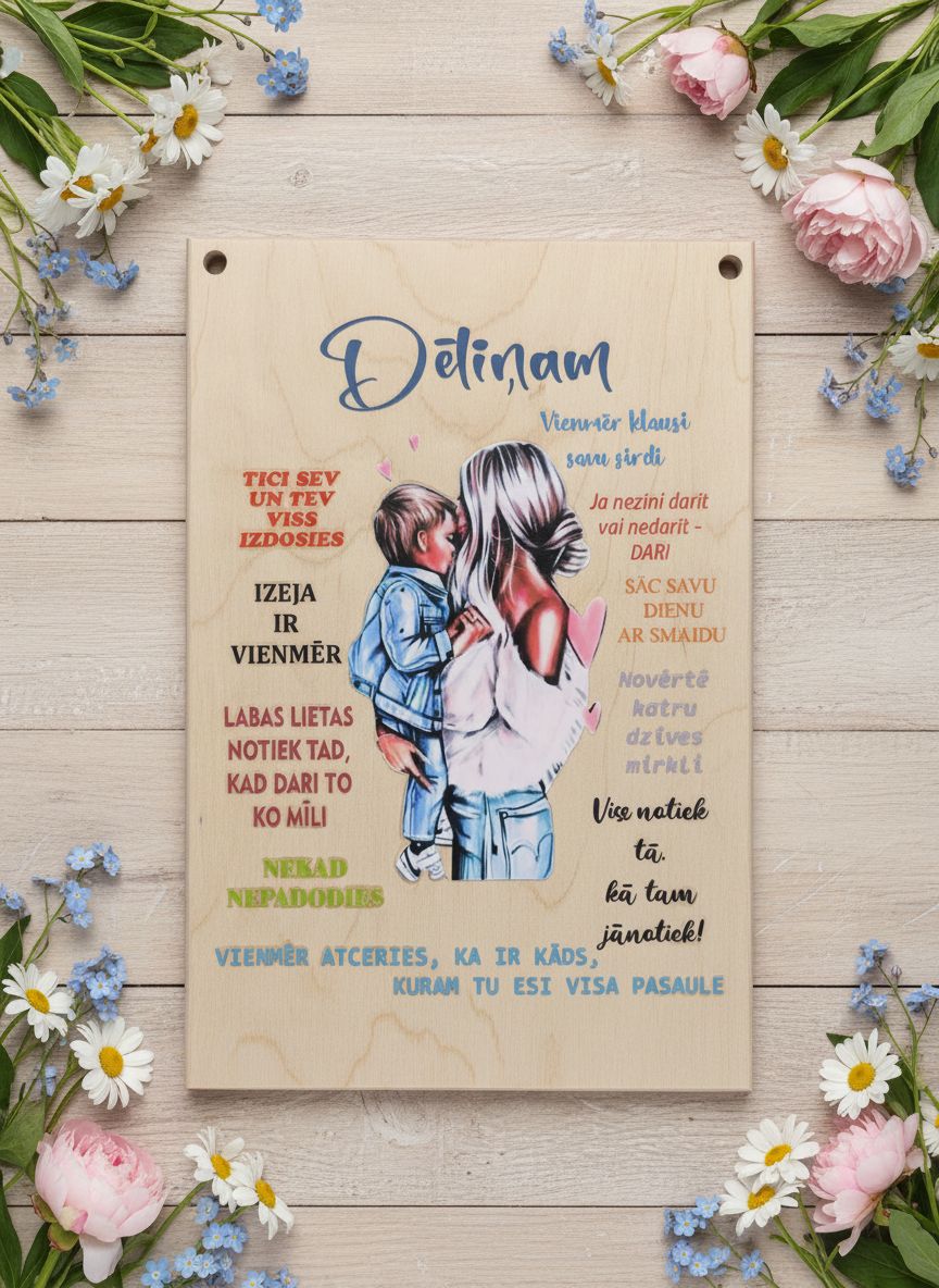 Koka dekors krāsains- DĒLIŅAM