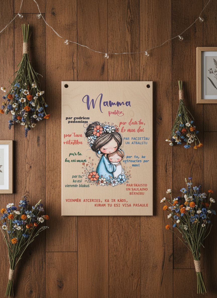 Koka dekors krāsains -MAMMA