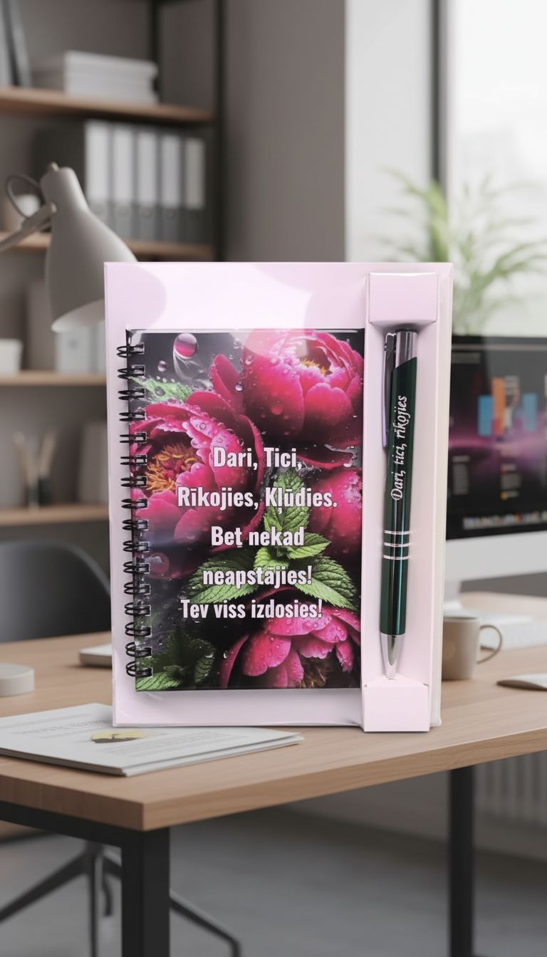 Dāvanu komplekts "Dari, tici, rīkojies, kļūdies. Bet nekad neapstājies! Tev viss izdosies!"