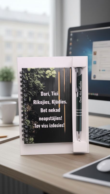 Dāvanu komplekts "Dari, tici, rīkojies, kļūdies. Bet nekad neapstājies! Tev viss izdosies!"