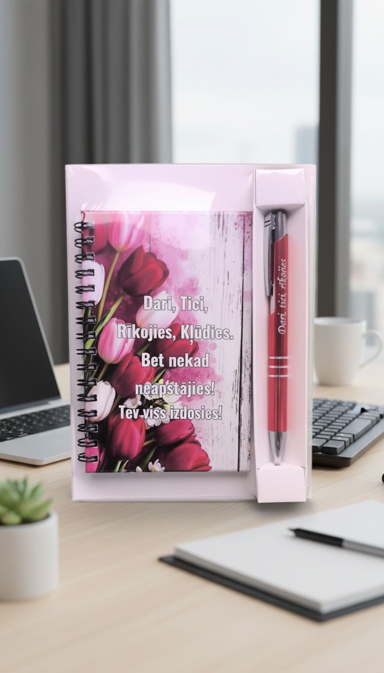 Dāvanu komplekts "Dari, tici, rīkojies, kļūdies. Bet nekad neapstājies! Tev viss izdosies!"