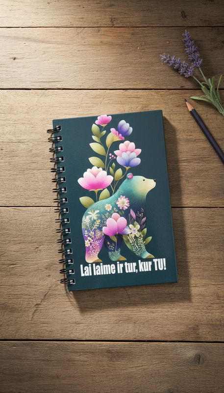 Bloknots ar spirāli A6 -Lācis - Lai laime ir tur, kur tu