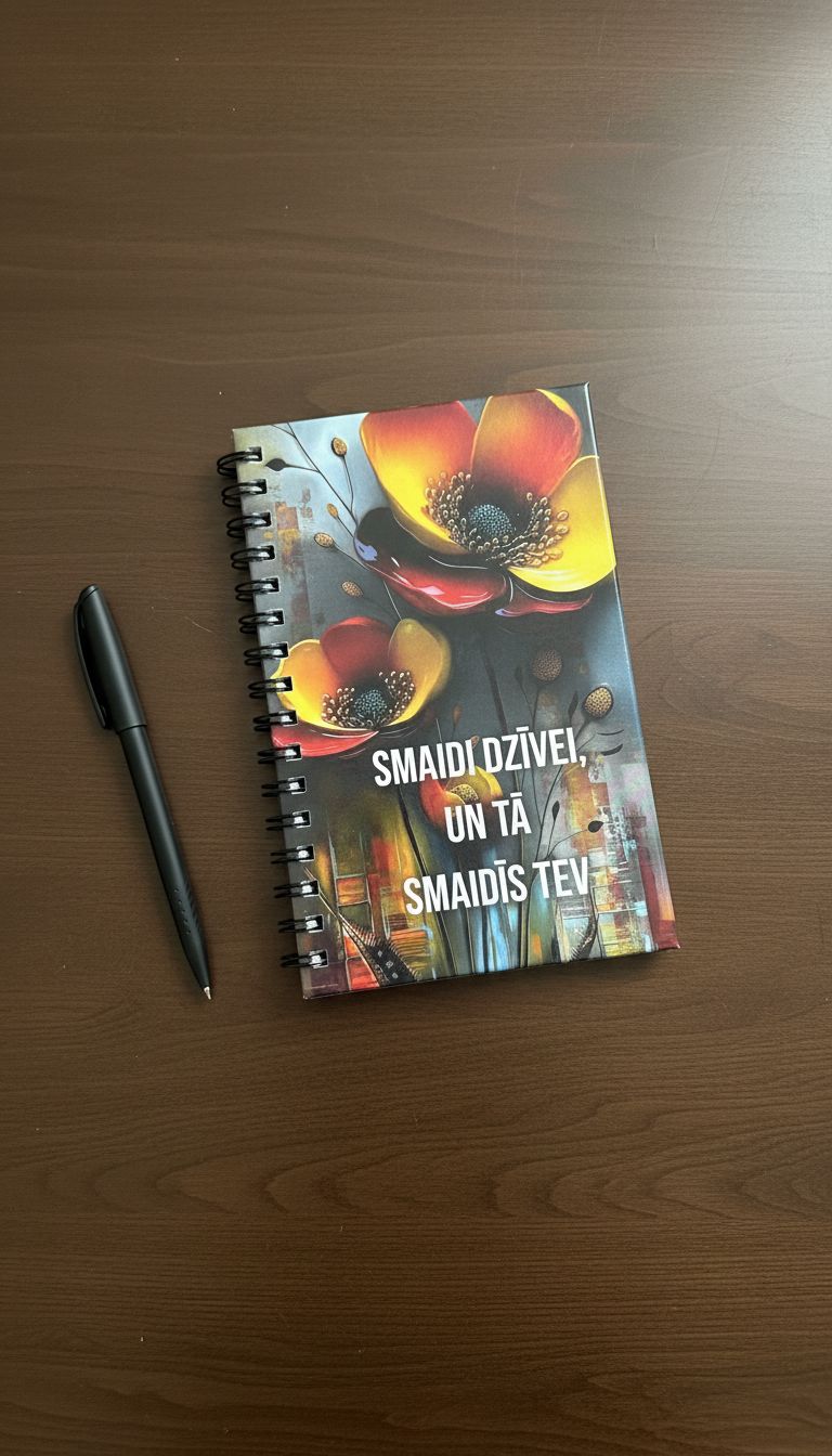 Bloknots ar spirāli A6 -Puķes - Smaidi dzīvei un tā smaidīs Tev