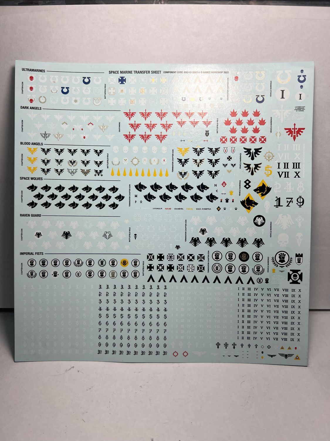 SPACE MARINE DECALS AND TRANSFERS WARHAMMER 40K