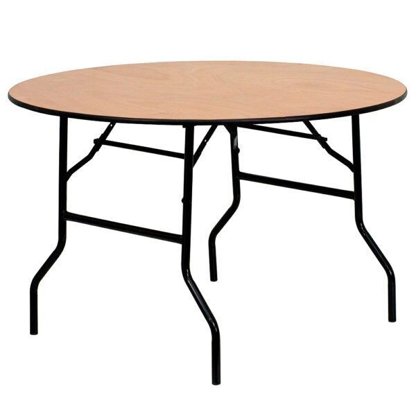48″ Round With 32″H Wood Folding Table 6 To 8 People