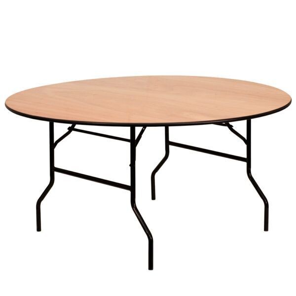 60″ Round With 30″H Wood Folding Table 8 To 10 People