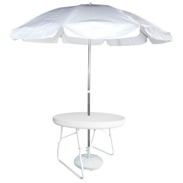 White Table With Umbrella