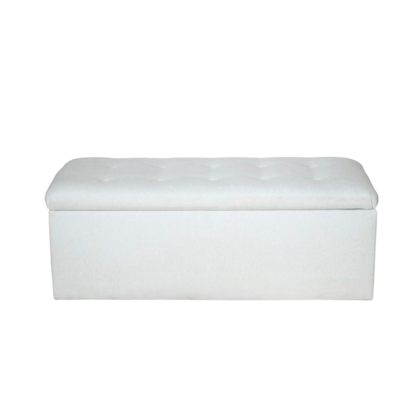 White Leather Rectangle Ottoman