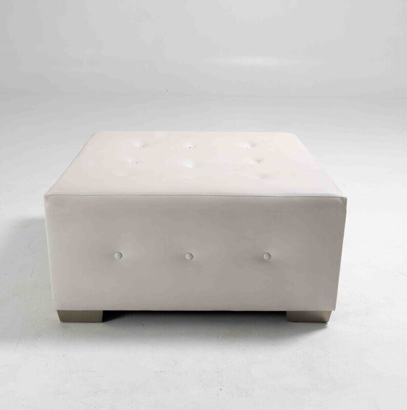 White Leather - Large Ottoman