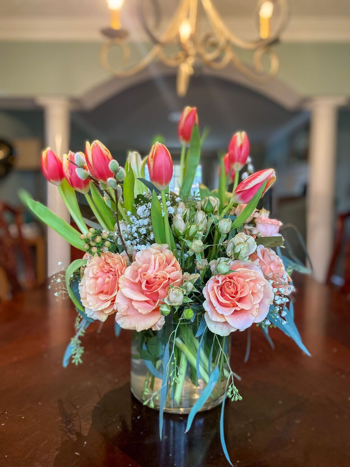 Peach Rose & Tulips