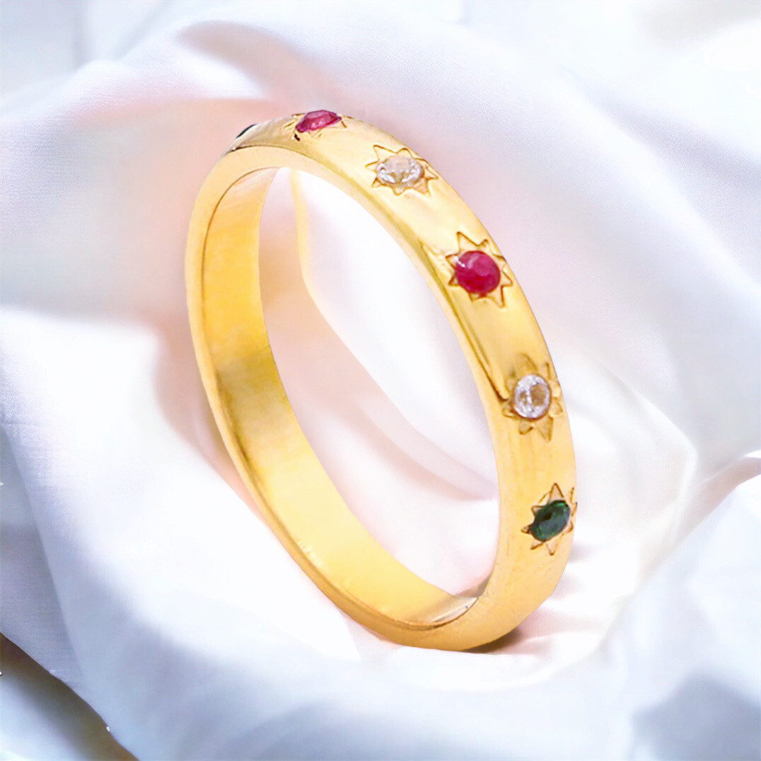 Tri-color Stones Ring