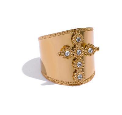 Shield Cross Adjustable Ring