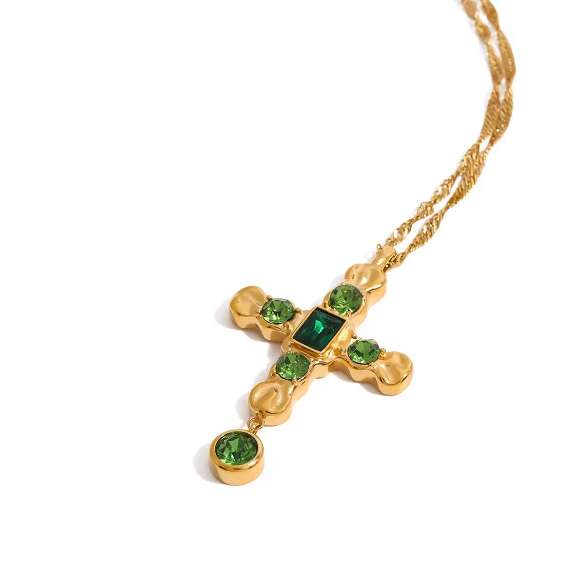 Emerald Sanctum Cross Necklace