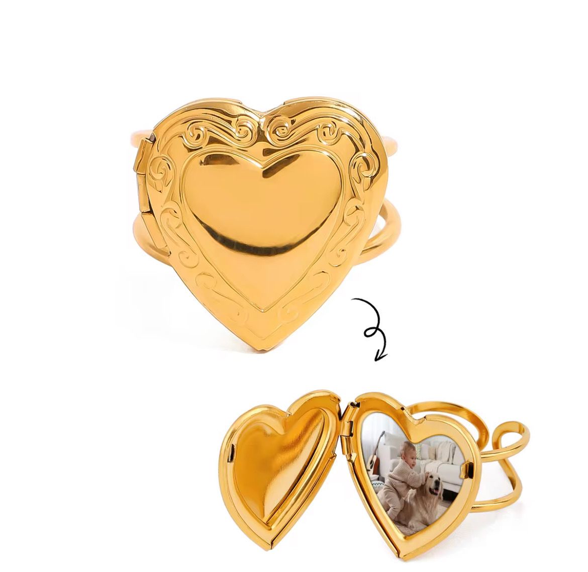 Heart Locket Adjustable Ring