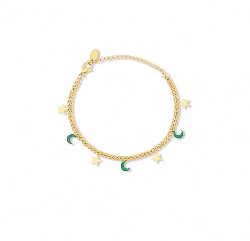 Green Moon Charm Bracelet
