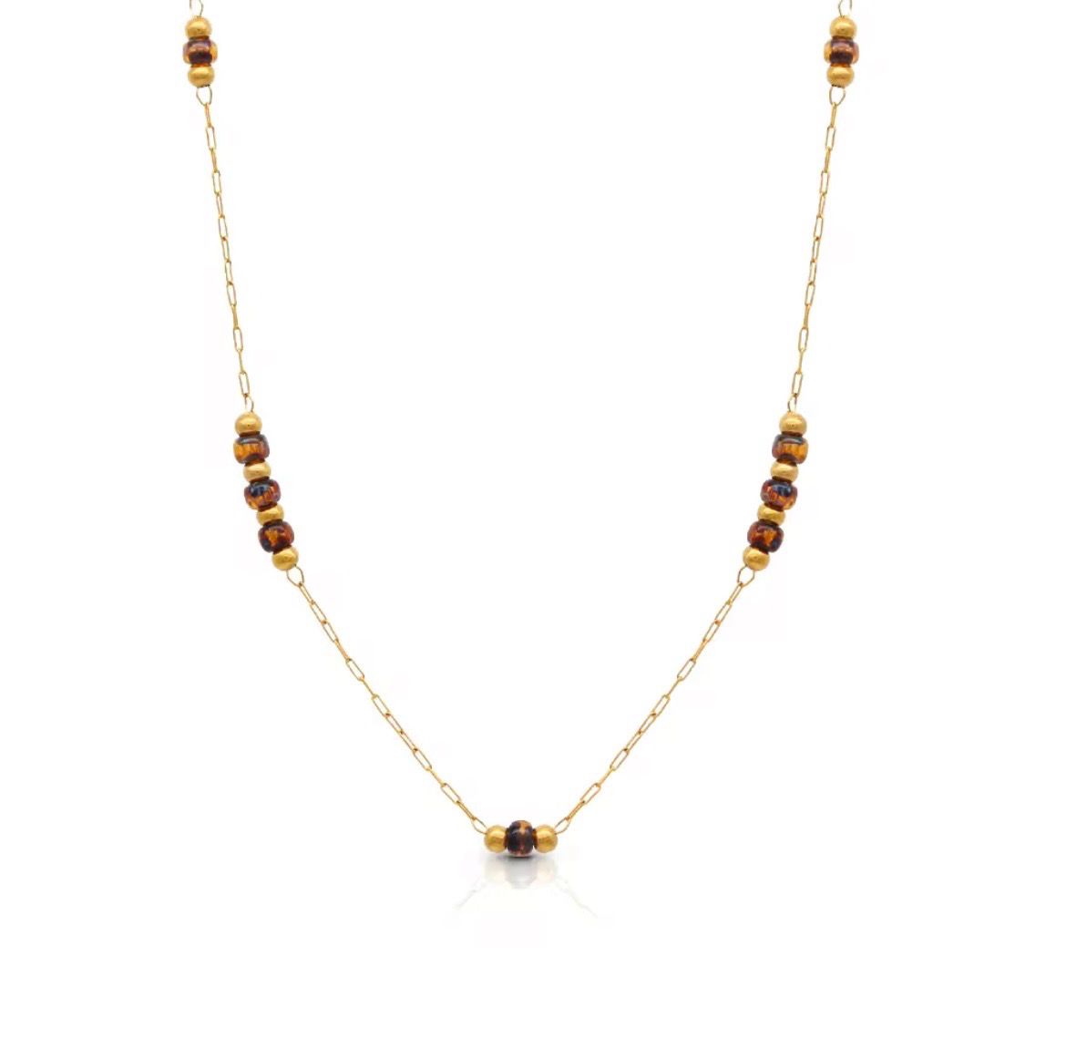 Amber Glow Beaded Necklace