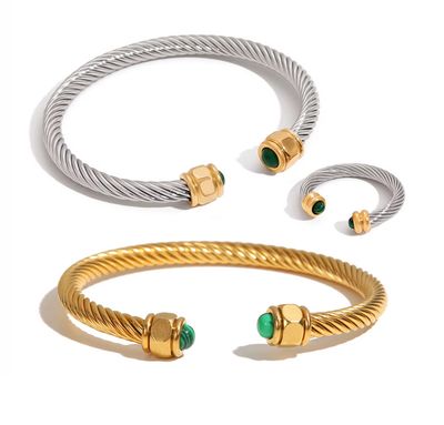 Torque Luxe Set - Malachite Bangles and Ring