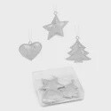 ORNAMENT - GLITTER - SILVER - 3 STYLES