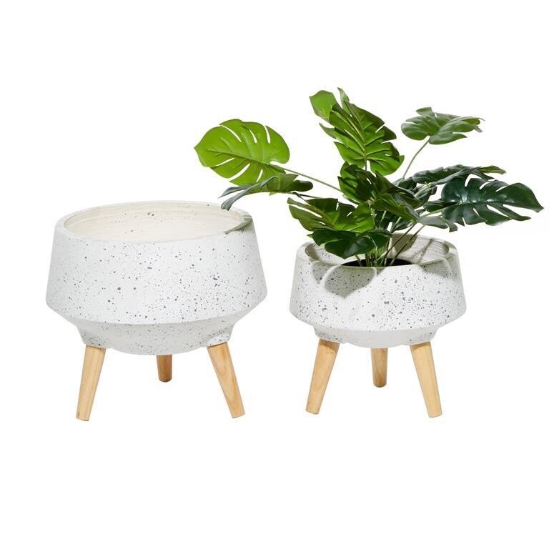 Planter - white speckled -  small