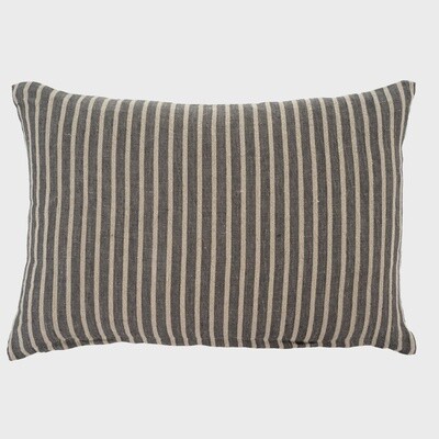 16x24 Pinstripe Linen Pillow, Grey