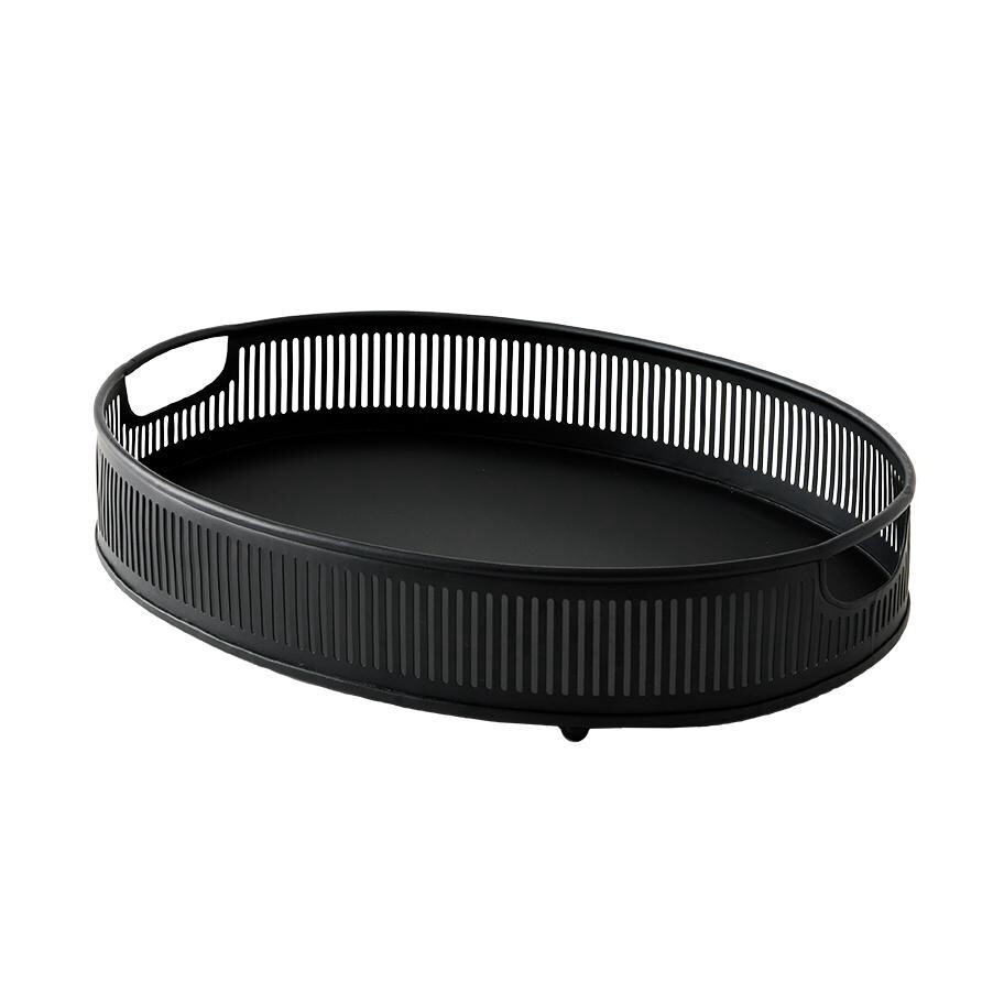 Black Metal Oval Tray