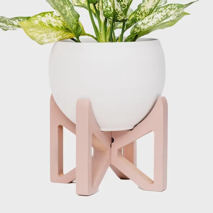 Tabletop Plant Stand with Ceramic Pot
