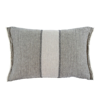 16x24 Kantha Patch Pillow, Grey